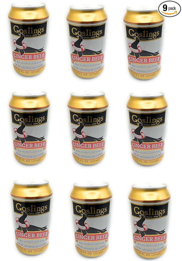 Goslings Stormy Ginger Beer All Natural Flavor with the Refreshing Zip of Ginger 12 fl oz Cans (9 Cans)