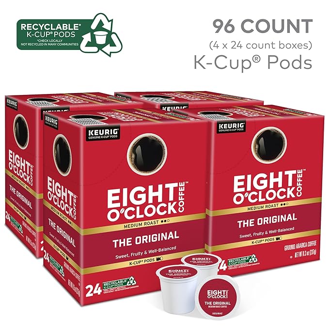 Eight O'Clock Coffee The Original Single-Serve Keurig K-Cup Pods Medium Roast Coffee Pods 96 Count