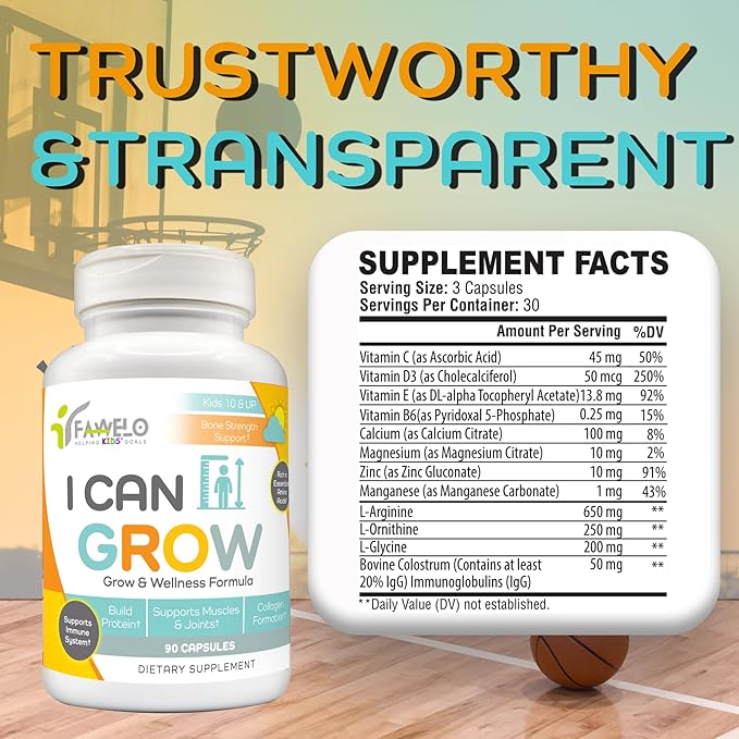I Can Grow 3-Month Supply Bundle – 3x Day-Time + 3x Night-Time Growth Supplements for Kids 10+ &amp Teens | L-Arginine Colostrum Magnesium | Daily Height Support + Sleep Aid for Natural Growth | 6-