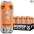 Rockstar Energy Drink with Caffeine Taurine and Electrolytes Recovery Orange 16 Fl Oz (Pack of 12)