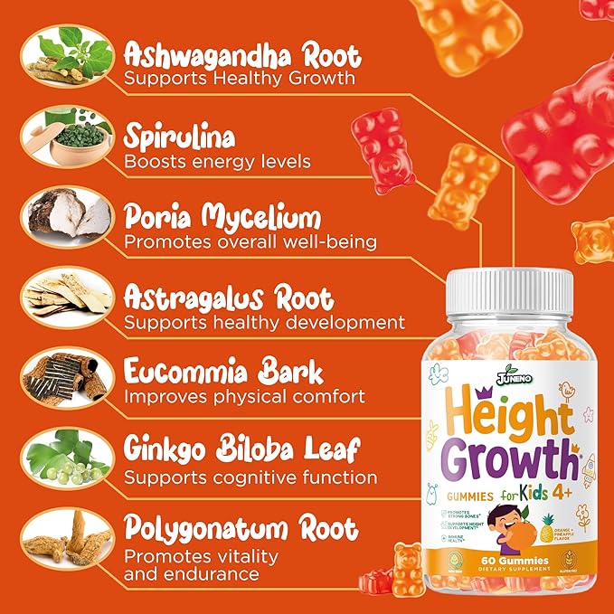 Height Growth Vitamins Supplement Gummies - Grow Taller for Teens Kids Boys Girls - Natural Height Increaser Maximizer Multivitamin