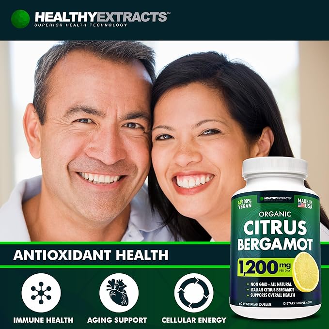 Citrus Bergamot Supplement – 150:1 Extract 1200mg per Serving 80% Polyphenols Italian Sourced 60 Count 1 Month Supply Made in the USA