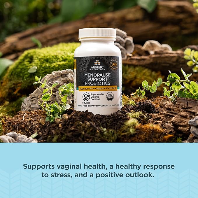Ancient Nutrition Regenerative Organic Certified Probiotics for Menopause Support Probiotics Menopause Support Healthy Digestion and Women’s Health Support 50 Billion CFUs* Per Serving 60 Count