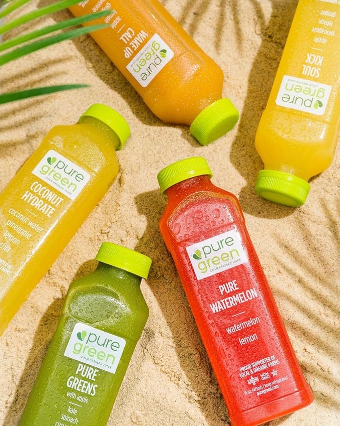Pure Green Cold Pressed Shots - Immunity Shot - Fresh Functional Blend with Ginger &amp Lemon - Natural Gluten Free Non-GMO No Artificial Colors or Flavors - Made from Real Fruits &amp Veggies
