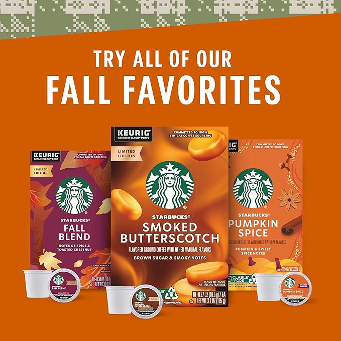 Starbucks K-Cup Coffee Pods Medium Roast Coffee for Keurig Coffee Makers Fall Blend 100% Arabica Limited Edition 6 Boxes (60 Pods Total)