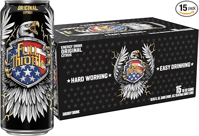 Full Throttle Citrus: Hard-Working Energy Drink. 16 Fl oz | Pack of 15