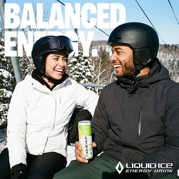 Liquid Ice Energy Drink - Zero Sugar With Electrolytes For Hydration Natural Caffeine 120mg Caffeine L- Theanine Antioxidant Support Clean Focused Energy with Green Tea Extract COQ10 Citrus Li
