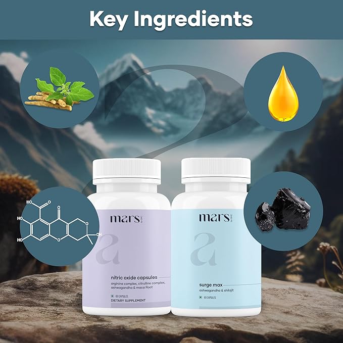 mars by GHC Growth Max Combo | Nitric Oxide Capsules + SurgeMax Capsules | 240 Capsules | Pack of 3