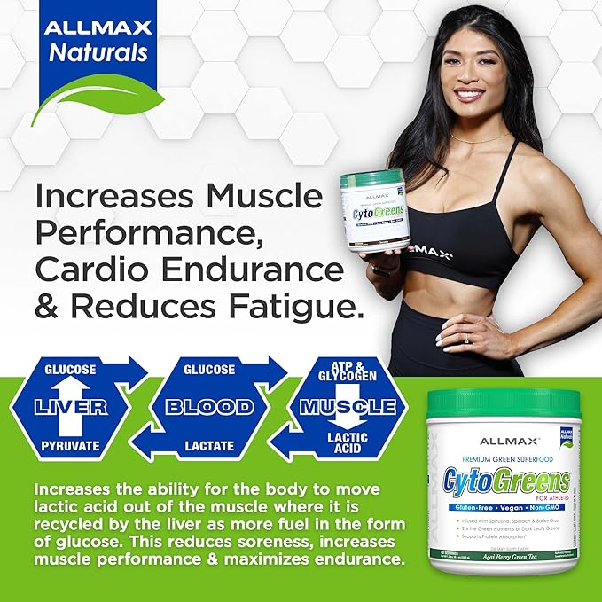 ALLMAX Naturals CytoGreens Super Greens Powder Premium Green Superfood with Greens Superfoods Prebiotic &amp Enzymes Daily Greens Supplement Chocolate 30 Servings