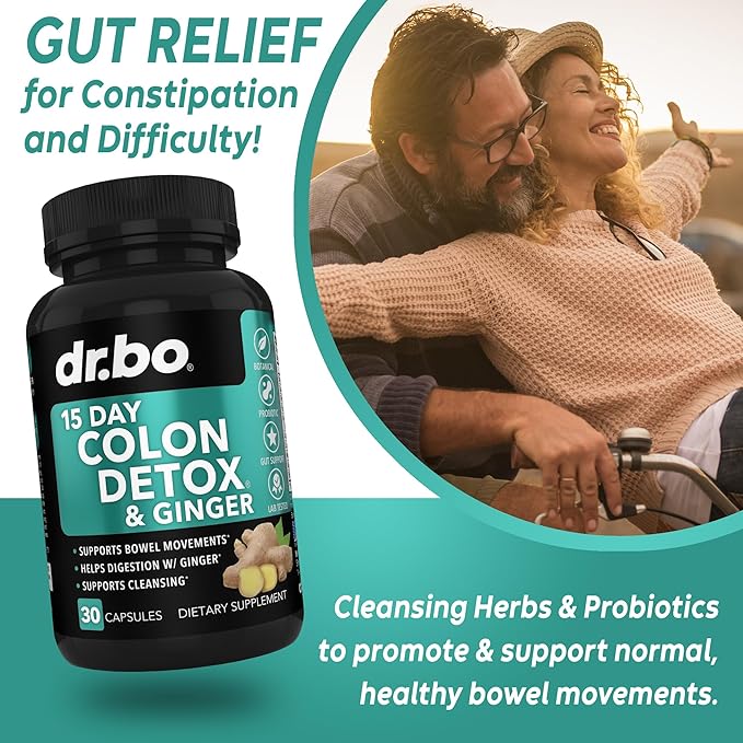 Collagen Peptides &amp Colon Cleanse Detox - 15 Day Colon Cleanse Pills &amp Ginger - Multi Collagen for Women &amp Men Complex Capsules Skin Hair &amp Nails - Bowel Movement Supplements for Sto