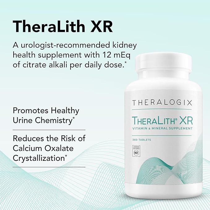 Theralogix TheraLith XR Vitamin &amp Mineral Supplement - Supports Healthy Urine Chemistry &amp Calcium Oxalate Levels with Magnesium Vitamin B6 &amp Potassium* - NSF Certified - 360 Tablets