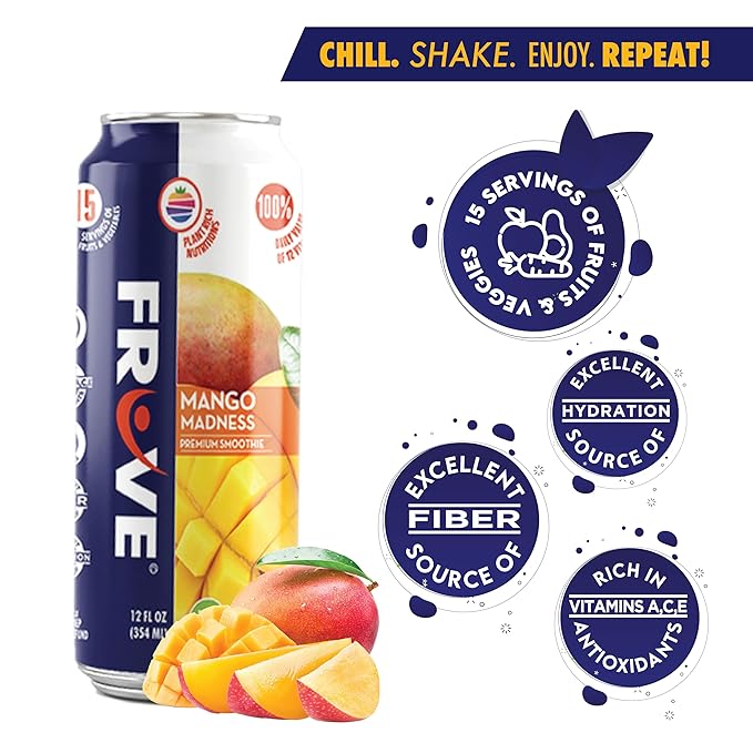 Fruve a healthy super juice drink with real fruit | Gut Health &amp Immunity Benefits | non-GMO | low calorie | Mango Madness | 12 fl oz (12 Pack)