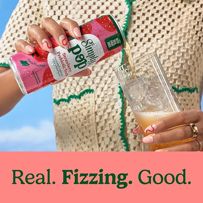Simply Pop Soda Prebiotic Strawberry 12 fl oz (Pack of 12)