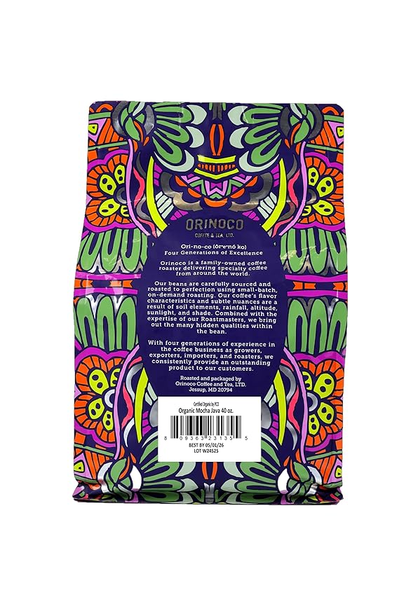 Orinoco Organic Mocha-Java Blend 2.5lb bag Medium Roast Whole Bean Coffee 100% Organic Fair Trade Arabica beans…