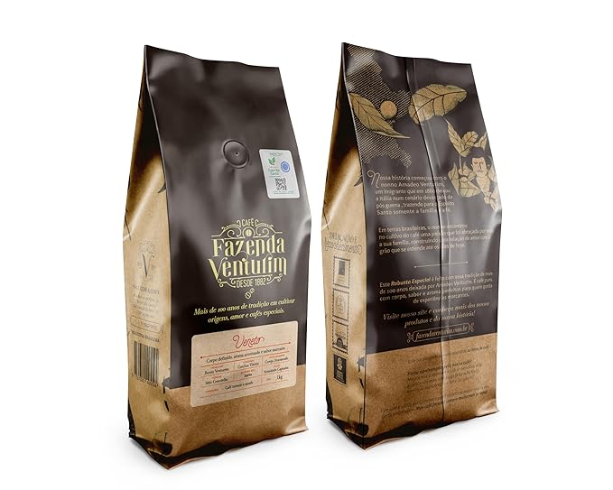Fazenda Venturim - Roast Ground Coffee – Brazilian Specialty Medium Roast Low Acidity Bold Flavor &amp Rich Aroma full-Bodied Chocolate &amp Hazelnut Natural Notes 2.2 lb Bag (1Kg)