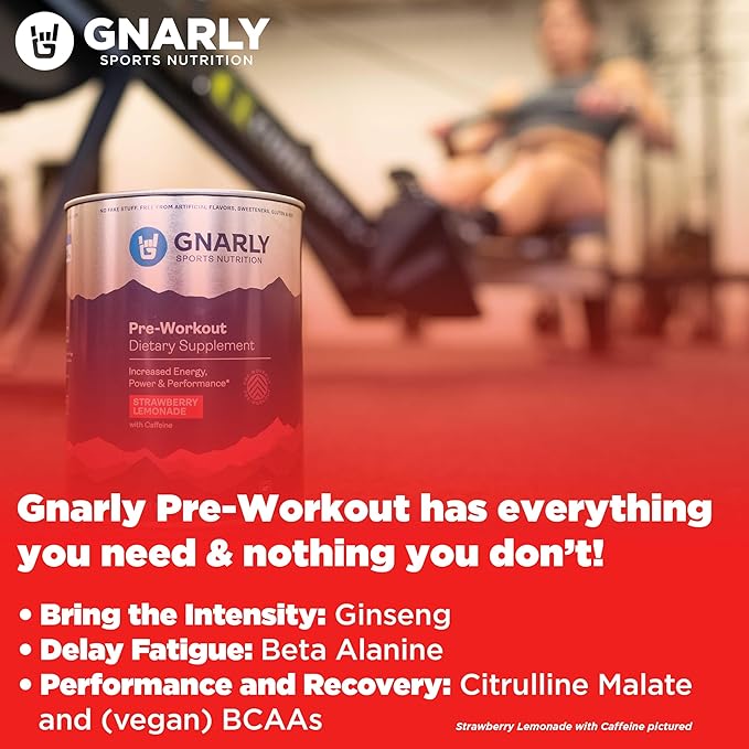 Gnarly Collagen Pro Unflavored (15.87oz) and Gnarly Preworkout Strawberry Lemonade Caffeine Free (14.82oz)