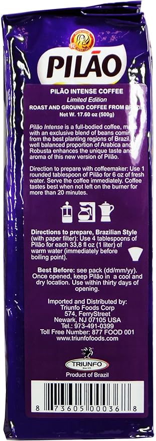 Pilão - Coffee Rost and Ground - Intense - 17.63 Oz (PACK OF 02) | Café Torrado e Moído - Intenso - 500g
