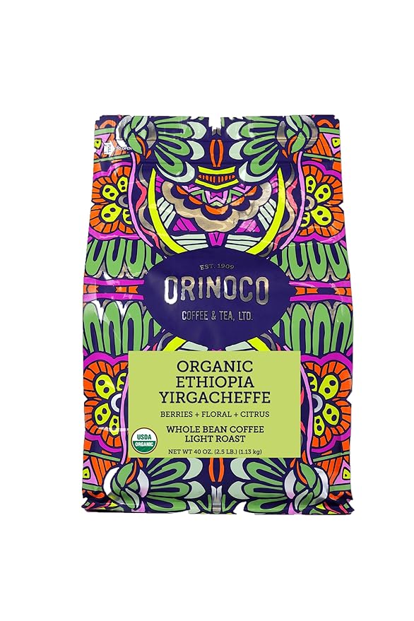 Orinoco Organic Ethiopian Yirgacheffe 2.5lb bag Light Roast Whole Bean Coffee 100% Arabica beans…