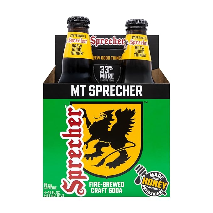 Mt Sprecher Citrus Soda in 16oz Glass Bottles (12 Pack) Caffeinated Fire-Brewed Craft Citrus Soda from Sprecher Brewing Company