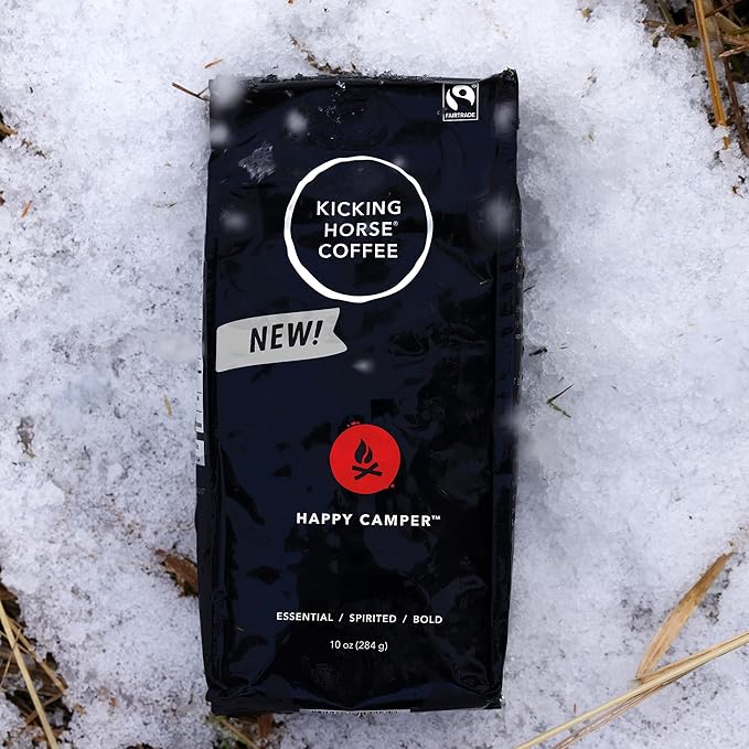 Kicking Horse Happy Camper Ground Coffee 10 Ounce - Certified Organic Fairtrade Kosher Coffee (Pack of 6)