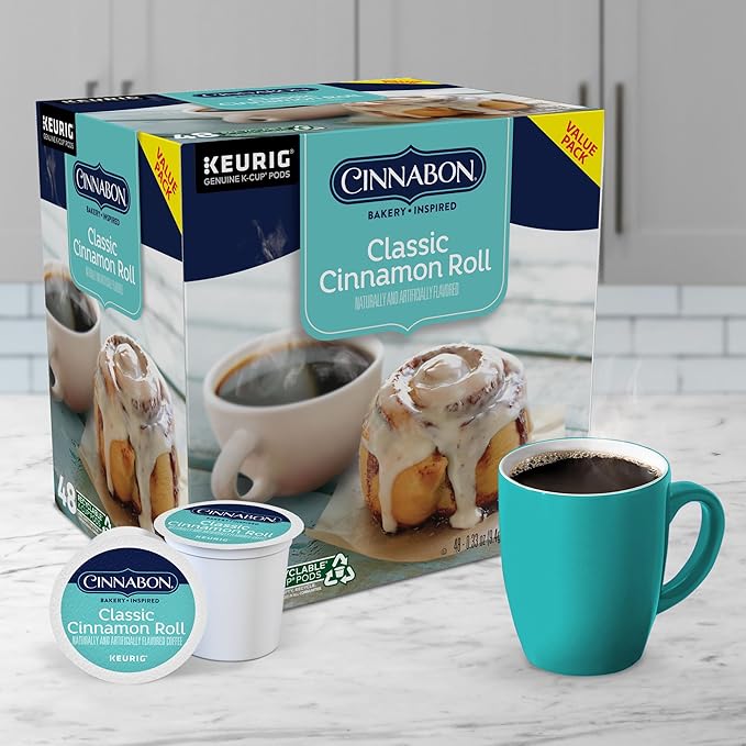 Cinnabon Classic Cinnamon Roll Keurig Single-Serve K-Cup Pods Light Roast Coffee 48 Count
