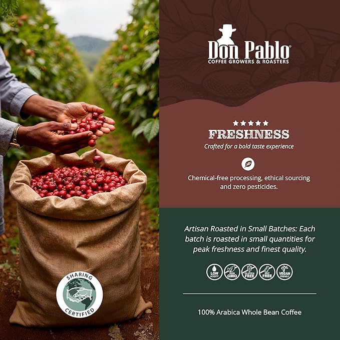 Cafe Don Pablo Gourmet Coffee Classic Italian Espresso Medium Dark Roast Whole Bean Coffee 2 LB