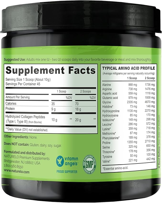NATURELO Whole Food Beauty Multivitamin 60 Count Collagen Peptide Powder 45 Servings