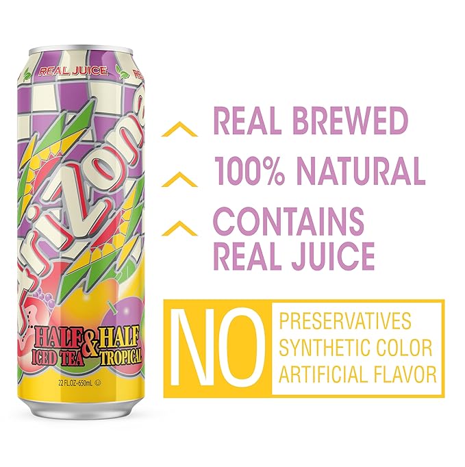 AriZona Tropical Half and Half Tea - Big Can 22 Fl Oz (Pack of 24)