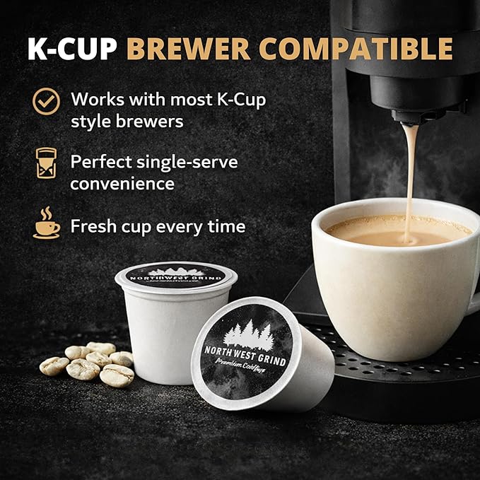 Northwest Grind WHITE COFFEE K-Cup Pods-High Caffeine White Coffee. Smooth Low Acid Light Roast Coffee Pods. Nutty Flavor-Single Serve 100 Count