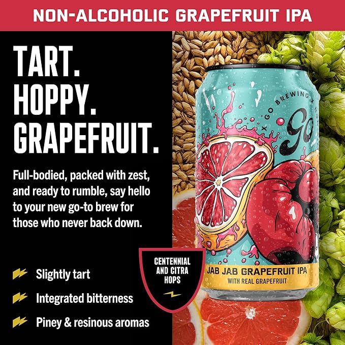 Go Brewing - IPA 12 Mixed Pack - Non Alcoholic Beer - Small Batch Brew - Low Calorie Drink - Featuring Double IPA Disarm Hazy Grapefruit &amp Tropical IPA - Low-Calorie NA Brew (12 oz 12 Pack)