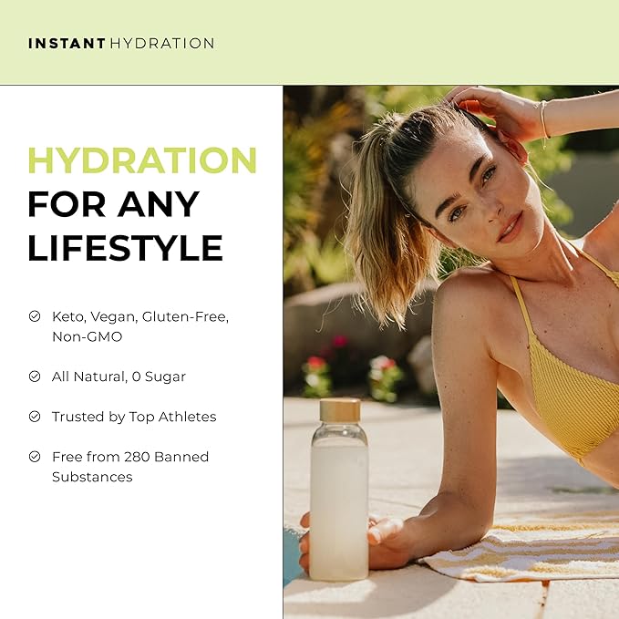 Instant Hydration Electrolytes Powder Packets - Lemon Lime Drink Mix - Zero Sugar - Keto Vegan Gluten-Free Non-GMO - Boost Recovery Brain Health Muscle &amp Tissue Support- 30 Sticks