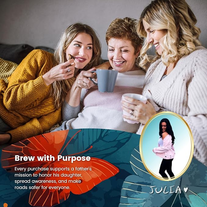 Love This for Us! Coffee - Julia’s Signature Dark Roast Coffee - Dark Roast with Robust Full-Bodied Taste - Brew Created in Memory of Julia for Roadside Safety Awareness - Ground Coffee - 12oz