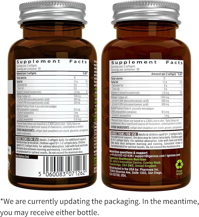 Pure &amp Essential Vegan Collagen Peptide Protein Powder &amp Vegan Omega 3 Bundle Complete Collagen Boosting Formula &amp Sustainable Algae Oil 1340mg by Igennus