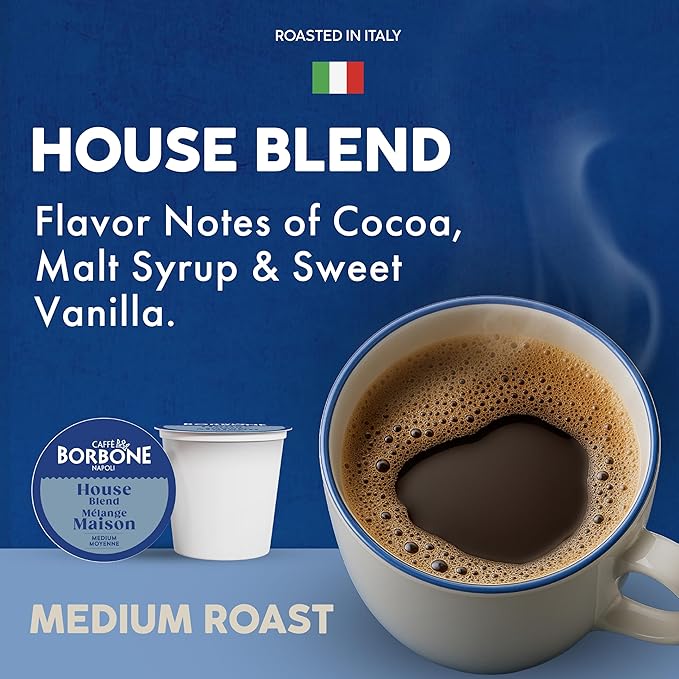 Caffè Borbone House Blend Coffee (60 Count) – Medium Roast 100% Arabica Roasted in Italy with Rich and Smooth Taste – Single Serve Coffee Pods Compatible with K-Cup Brewers