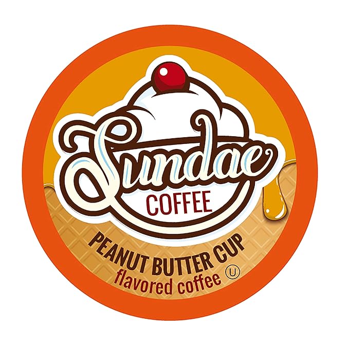 Sundae Ice Cream Flavored Coffee Pods Compatible with 2.0 Keurig K-Cup Brewer (Peanut Butter Cup) 48 Count