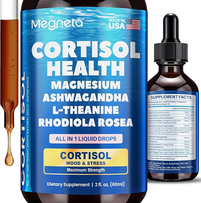 Cortisol Supplement Liquid Drops Hormone Balance for Women Men Sleep Support 2 FL.OZ