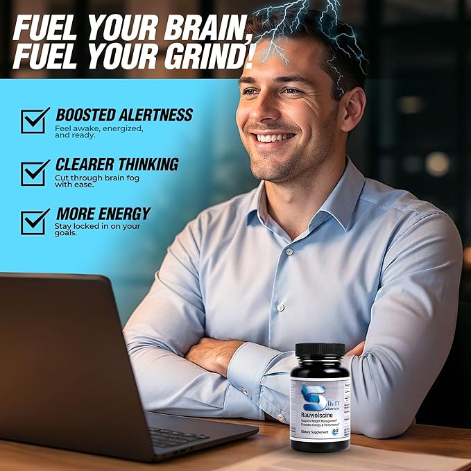 Rauwolscine Yohimbine HCL Dietary Supplement - 3mg Per Capsule 90 Capsules Once a Day | Supports Energy Focus Performance and Healthy Metabolism