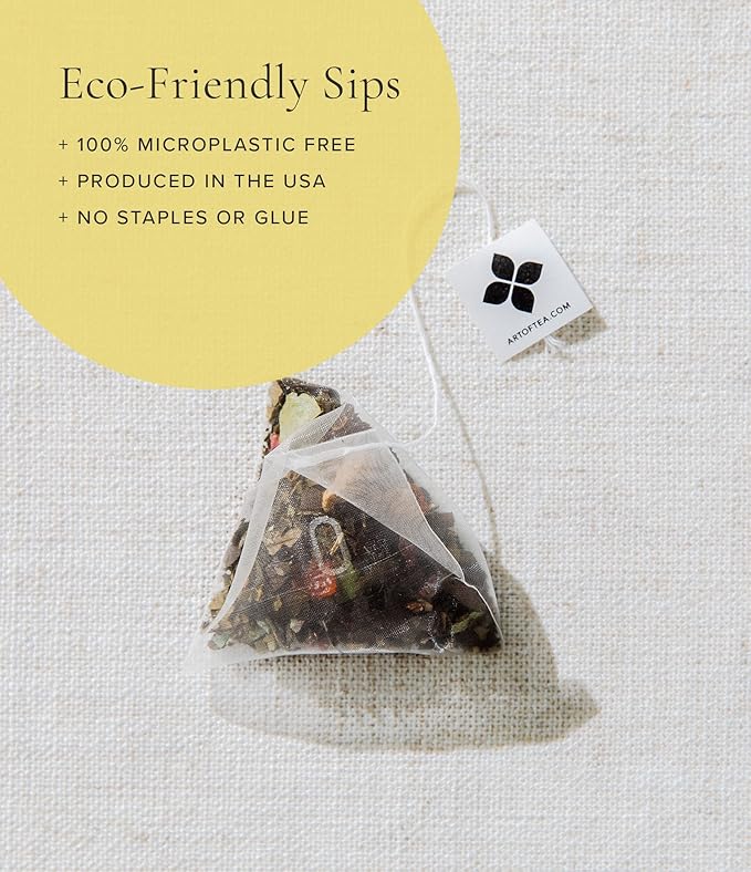Art of Tea | Organic Happy Tea | Organic Green Tea | 12 Pyramid Tea Bags Sachets