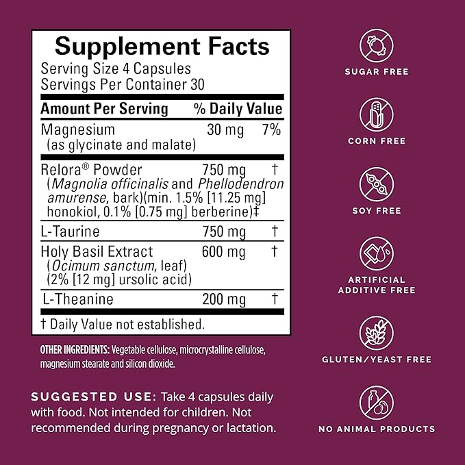 BRAINMD Dr Amen Everyday Stress Relief - 120 Capsules - Promotes Relaxation &amp Focus - Non-Drowsy - Gluten Free - 30 Servings