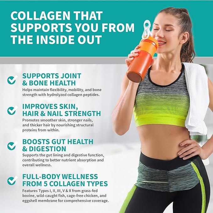 CB Supplements NSF Certified for Sport Multi Collagen Protein Powder Bone Skin Hair and Joint Support | Hydrolyzed Collagen Supplements (58 Servings (Pack of 1) Unflavored)