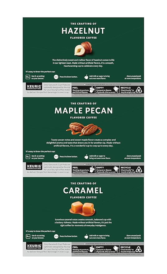 Starbucks Coffee K-Cup Variety Pack 1 Cinnamon Dolce 1 Hazelnut 1 Mocha 1 Cr�me Brulee 1 Maple Pecan 1 Caramel 10 CT K-Cups 1 CT