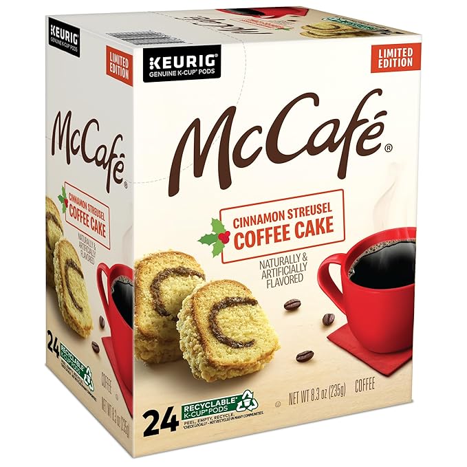 McCafe Cinnamon Streusel Coffee Cake Coffee Keurig Single Serve K-Cup Pods 96 Count (4 Packs of 24)