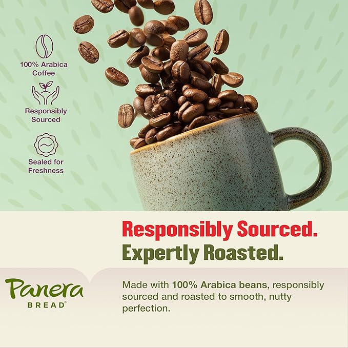 Panera Colombian Ground Coffee Medium Roast With Brown Sugar Hints - Smooth Balanced Everyday Brew 100% Arabica Beans Clean Label No Artificial Ingredients - Kosher Certified 12oz Bag Pack of 6 (7