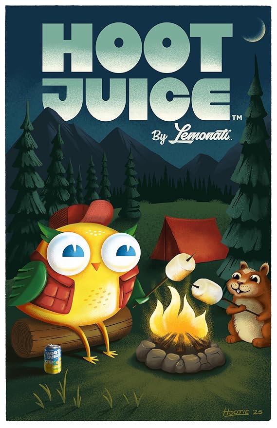 Hoot Juice Original Lemonade 24 Pack + Hoot Juice 3 Pack of Prints