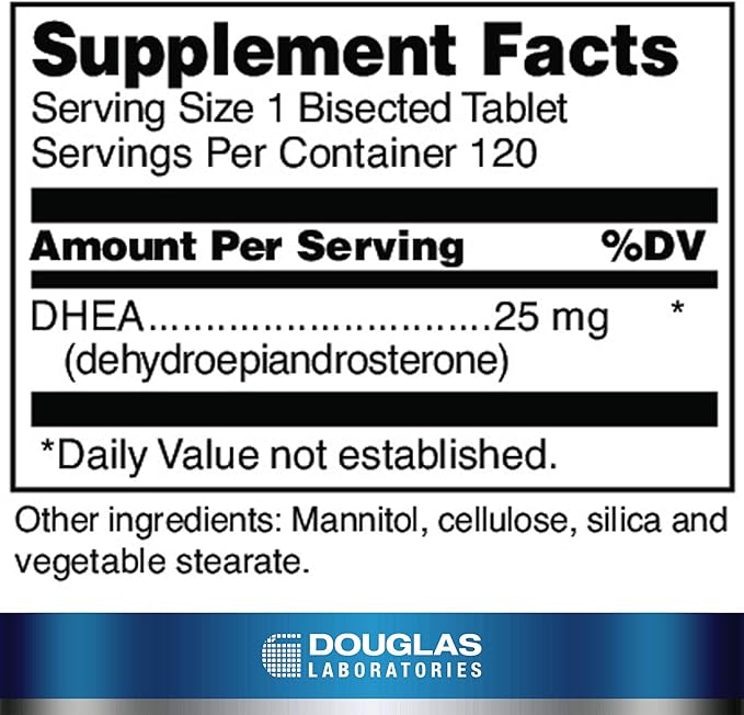 Douglas Laboratories DHEA 25 mg Dissolvable Tablets | Supports Immune Health Brain Bones Metabolism and Lean Body Mass* | 120 Tablets