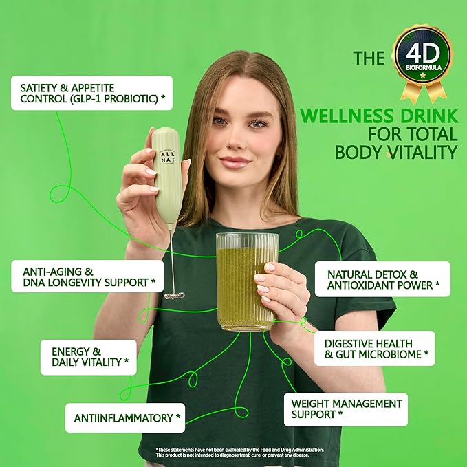 ALL NAT Super Greens Powder | Green Juice with 38 Superfoods 11 Organic Nutrients Amazonian Antioxidants | Gut Health Detox &amp Immunity | Vegan No Sugar – 30 Servings