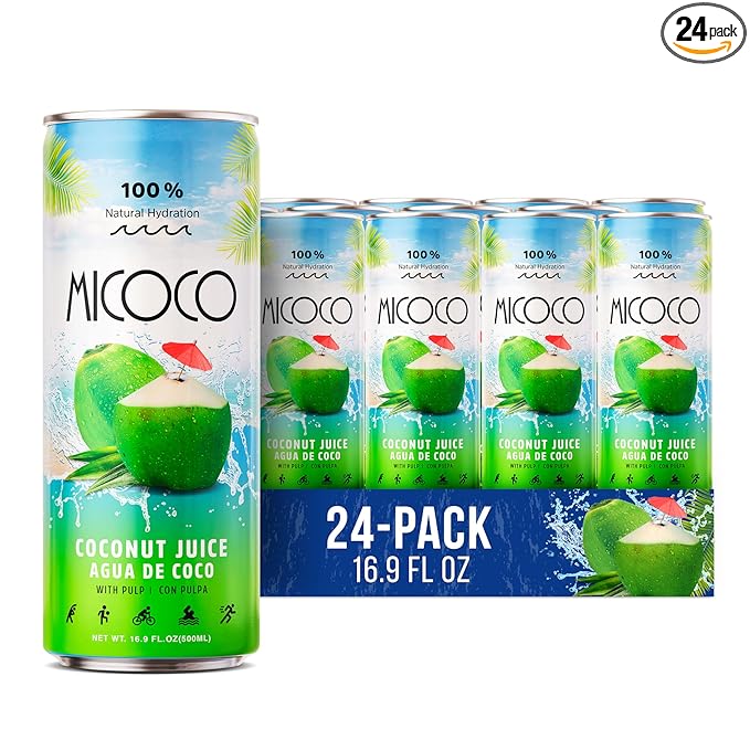 MICOCO Coconut Juice 60% Juice With Pulp 16.9 Fl Oz (Pack of 24)