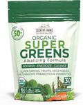 Country Farms Super Greens Natural Flavor 50 Organic Super Foods USDA Organic Drink Mix (Wheat Grass Spirulina Chlorella) Mushrooms &amp Probiotics Fiber Gut Health Natural Energy 30 Servings