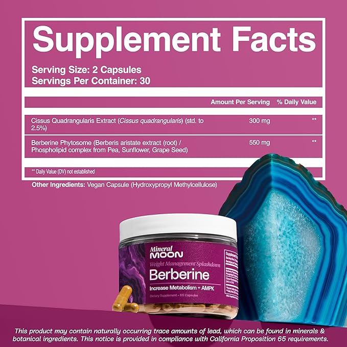 Premium Berberine Supplement Body Composition 60 Capsules - with Cissus Quadrangularis &amp Berberine Phytosome - Supports Overall Wellness