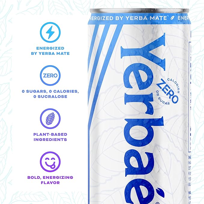 Yerbaé Energy Seltzer - Variety Performance Pack. No Sugar/Calories/Carbs. Energized by Yerba Mate Naturally Caffeinated Plant-Based Healthy Alternative to Coffee/Sugary Sodas Pack of 12 12oz cans